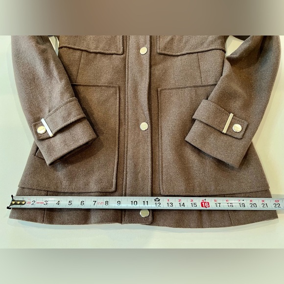 Kenneth Cole Wool Blend Pea Coat Faux Fur Lined Detachable Hood Button Zipper - Picture 6 of 15